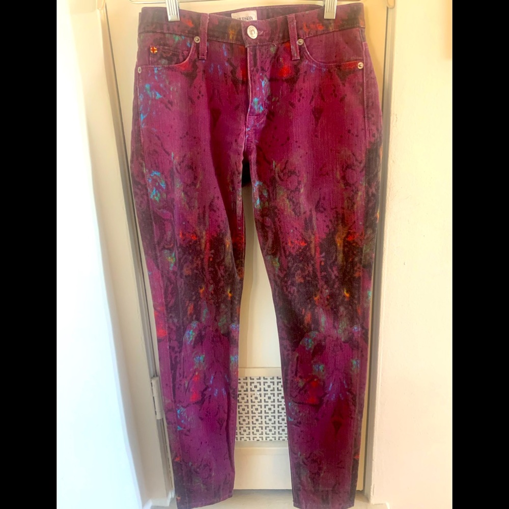 Hudson jeans maroon with a fun tie-dye print